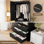 garveehome 70" wardrobe armoire wooden closet with 3, package contents
