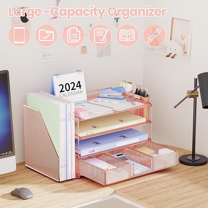 OPNICE Desk Organizer, 4-Tier Desktop File Organizer - Image 3