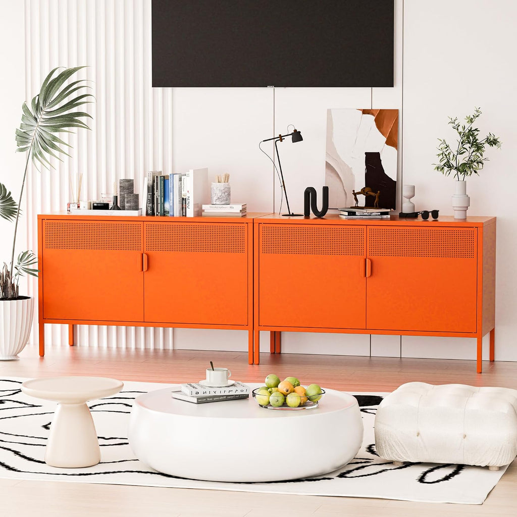 washsemba 2 door accent cabinet,orange metal storage cabinet showing dimensions