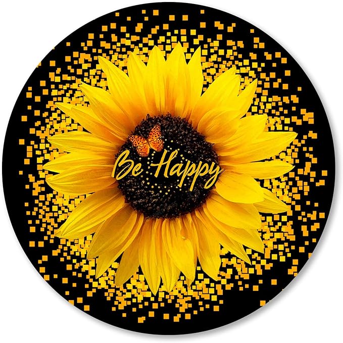 IMAYONDIA Round Mouse Pad, Sunflower and Butterfly Mouse Pad, Inspirational by IMAYONDIA