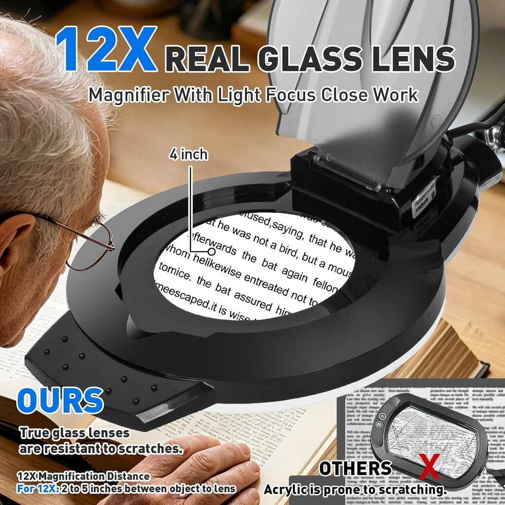 kirkas led magnifying lamp with clamp, 2,200 lumens, close-up detail