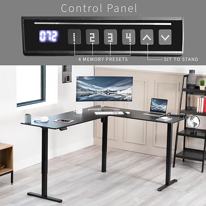 VIVO Electric Corner 75 x 63 inch L-Shaped Standing Desk, Memory Height - Image 5