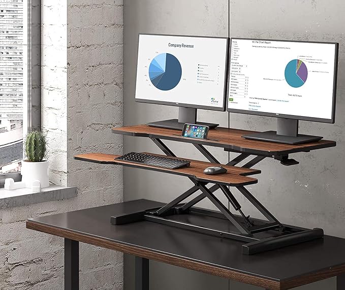 FITUEYES Height Adjustable Standing Desk 36” Wide Sit to Stand Converter Stand - Image 2