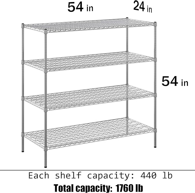 Regal Altair 24" Deep x 54" Wide x 54" Height Wire Shelving Kit | 4-Tier | NSF - Image 3
