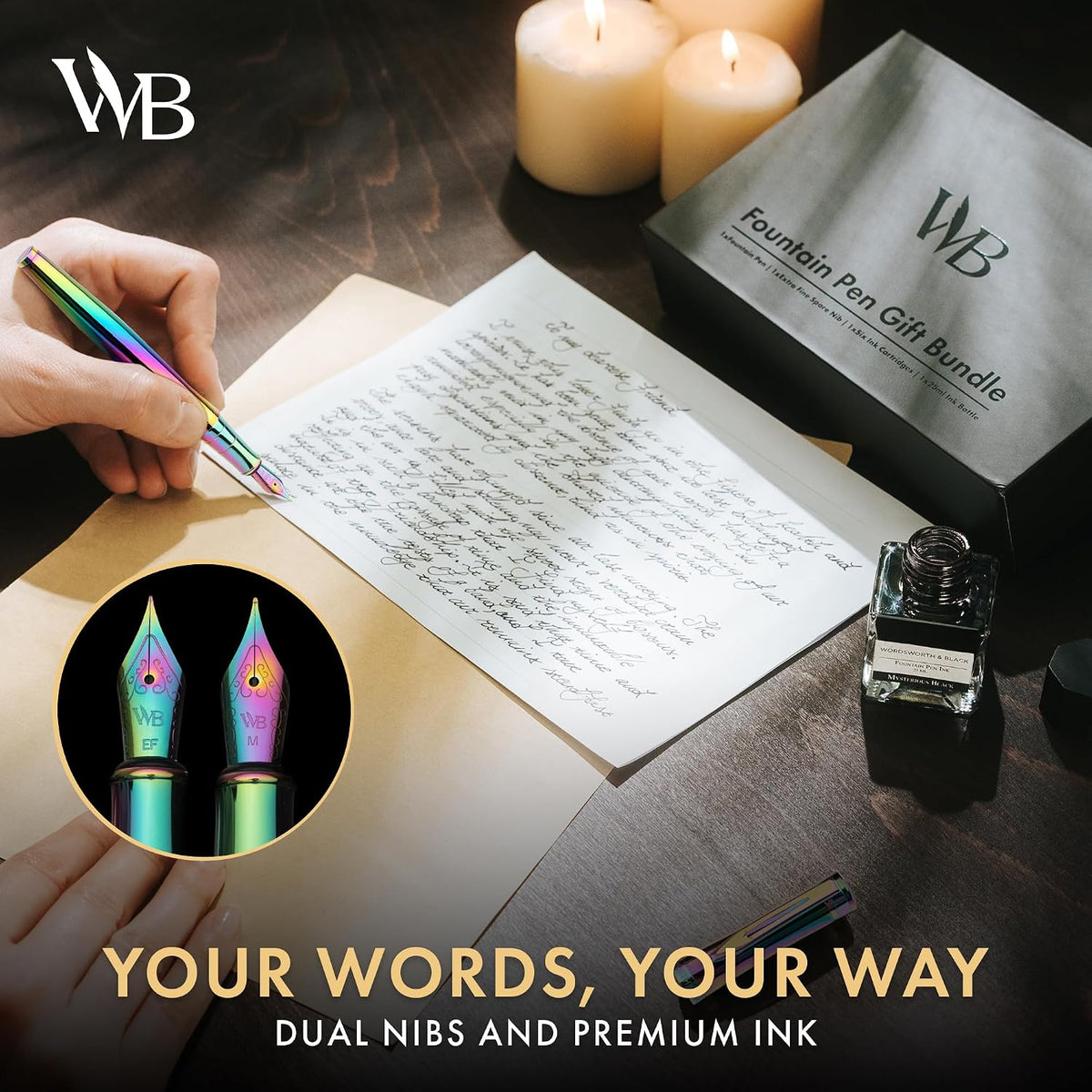 Wordsworth & Black Fountain Pen Gift Set, Medium & Extra Fine Nib, Ra...