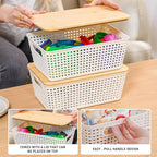 Anywish Storage Bins with Lids 8 Packs, Plastic Storage Bins with Bamboo Lids - Image 6