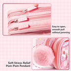 UINSUE Cute Pen case Adorable Bunny Transparent 3-Layer Large Capacity Pencil - Image 5
