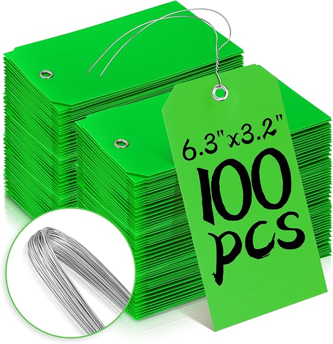 100 Pcs Tags with Wire Shipping Tags with String Write On Stacking Service by XUWAIDSGN