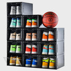 12 Pack Shoe Boxes Organizer, Magnetic Door Shoe Storage Boxes, Fit up to US