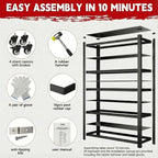 lauxery 5-tier heavy duty storage shelves with lockable, package contents