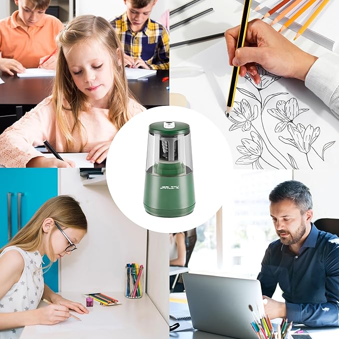 JARLINK Electric Pencil Sharpener, Heavy-Duty Helical Blade to Fast Sharpen - Image 8