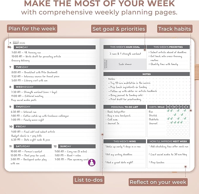 Clever Fox Dated Planner 2026-2027 – Weekly Life Planner Notebook - Image 6