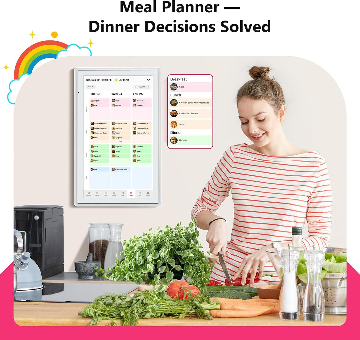 21.5" Family Digital Touchscreen Calendar for Chore & Meal Planning
