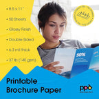PPD 100 Sheets Inkjet Glossy Brochure and Flyer Paper 8.5x11 37lbs 140gsm - Image 4