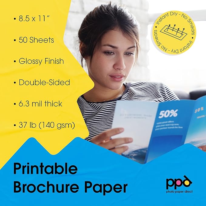 PPD 100 Sheets Inkjet Glossy Brochure and Flyer Paper 8.5x11 37lbs 140gsm - Image 4