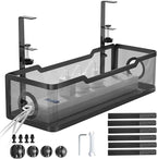Under Desk Cable Management Tray Black, Cinati Wire Organizers No Drill by Cinati
