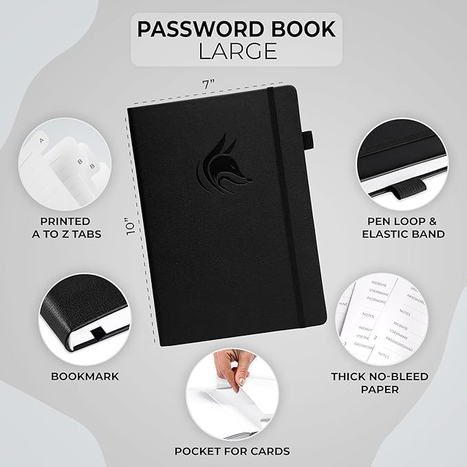 Clever Fox Password Book with alphabetical tabs. Internet Address Organizer - Image 2