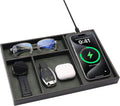 Valet Tray, Built in Wireless Charging Pad, Nightstand Organizer, Two-Toned