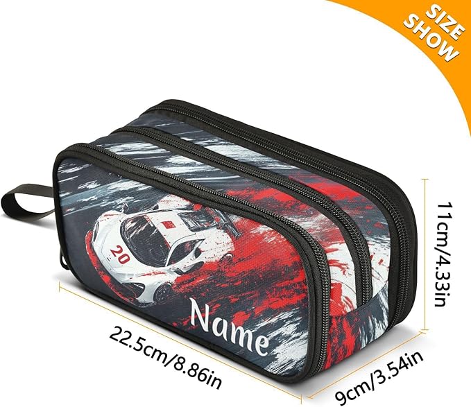 BOENLE Custom Racing Car Truck Pencil Case Box Boys Girls Personalized Name - Image 4