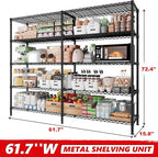 5 Tier Storage Shelves Metal Shelving Unit Load 1500LBS, Adjustable Wire - Image 9