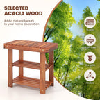 tangkula acacia wood 3-tier shoe rack bench, walnut, package contents