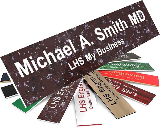 Engraved Name Plates for Door Sign Personalized Cranberry Marble Pattern by LHS+My+Business