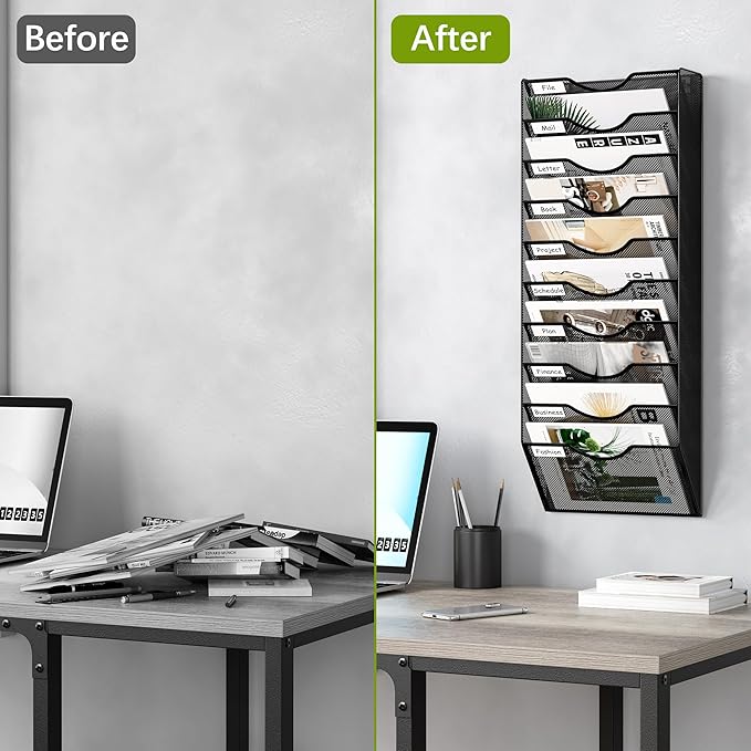EasyPAG 10 Pocket Mesh Wall File Organizer, Hanging Paper Folder Holder - Image 5