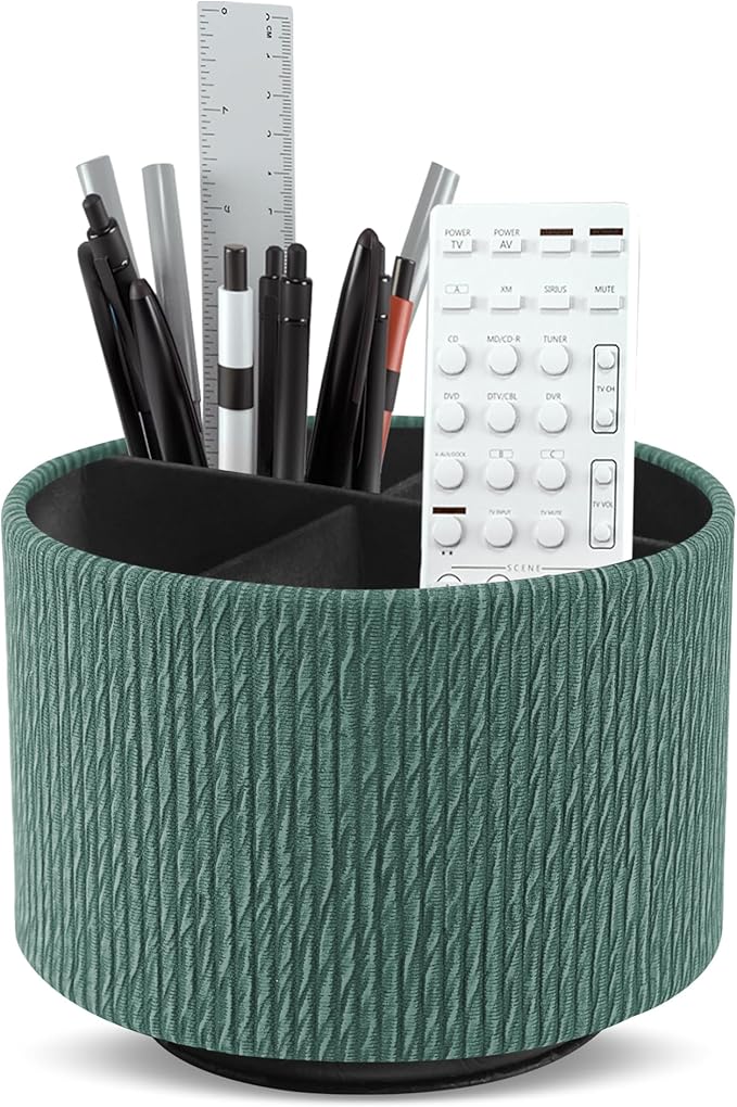 Hennaja Round Leather Art Supply Organizer, Remote Control Holder, 360 Degree by Hennaja