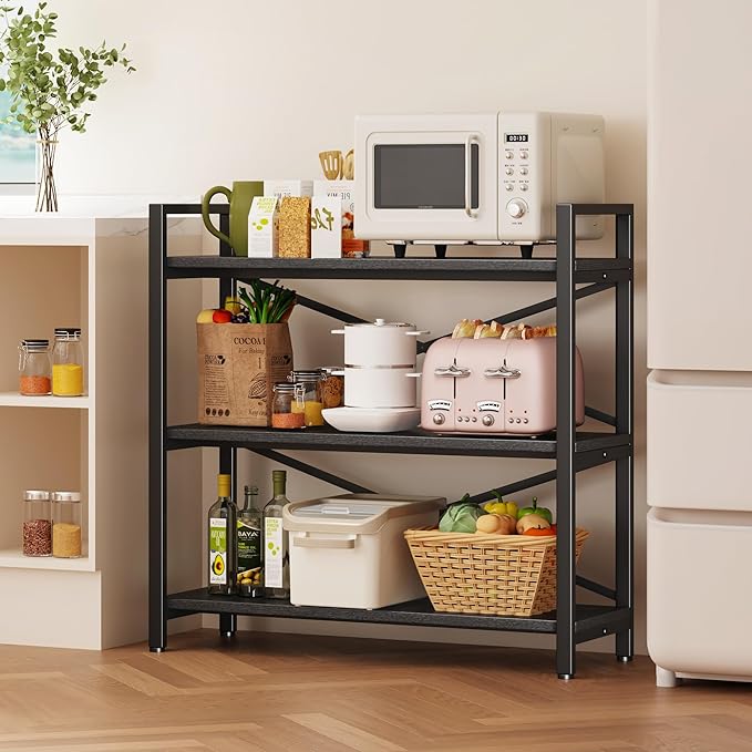 Homeiju 3 Tier Bookshelf 31.49" Width, Wood and Metal Etagere Bookcase - Image 5