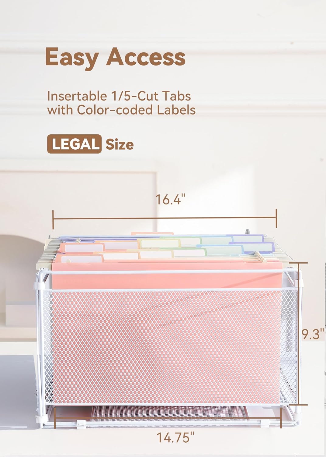 SortRax Legal Size Hanging File Folders, Plastic, 2" Expansion, Pastel