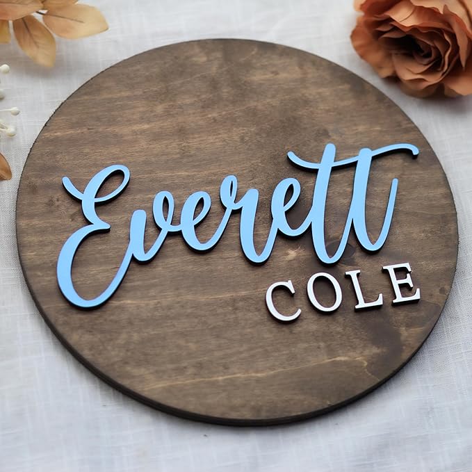 Custom Round Nusery Name Sign, Personalized 3D Baby Name Announcement Sign - Image 3