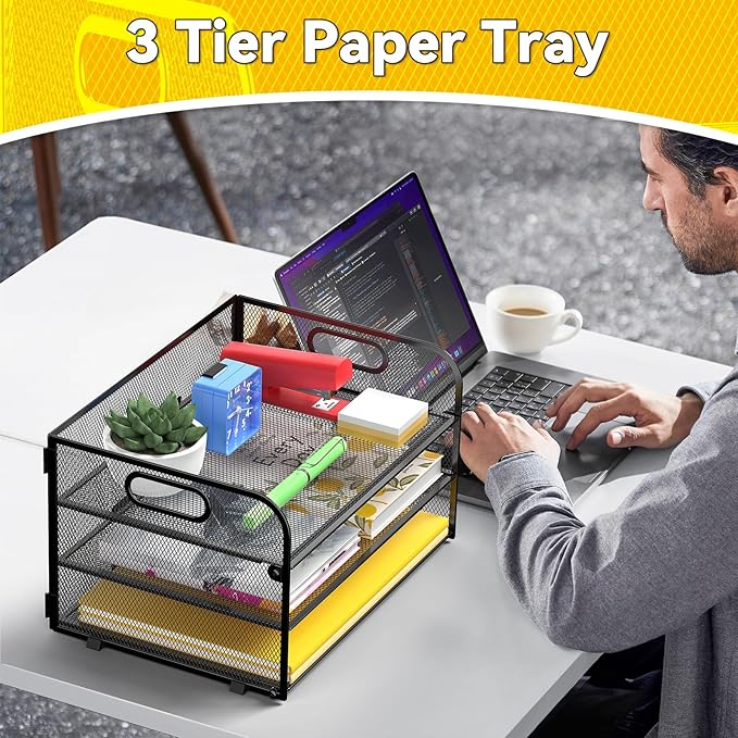 MINDEPOT 3 Tier Paper Organizer Tray - Image 7