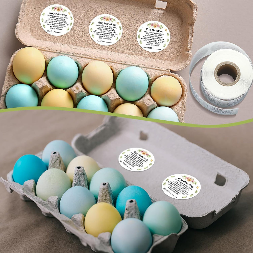 Fulmoon 2 Inch 500 Pcs Farmers Fresh Eggs Stickers Paper Market Egg Handling Stickers for Easter Unwashed Egg Labels Creative Easter Decoration Gifts (White)