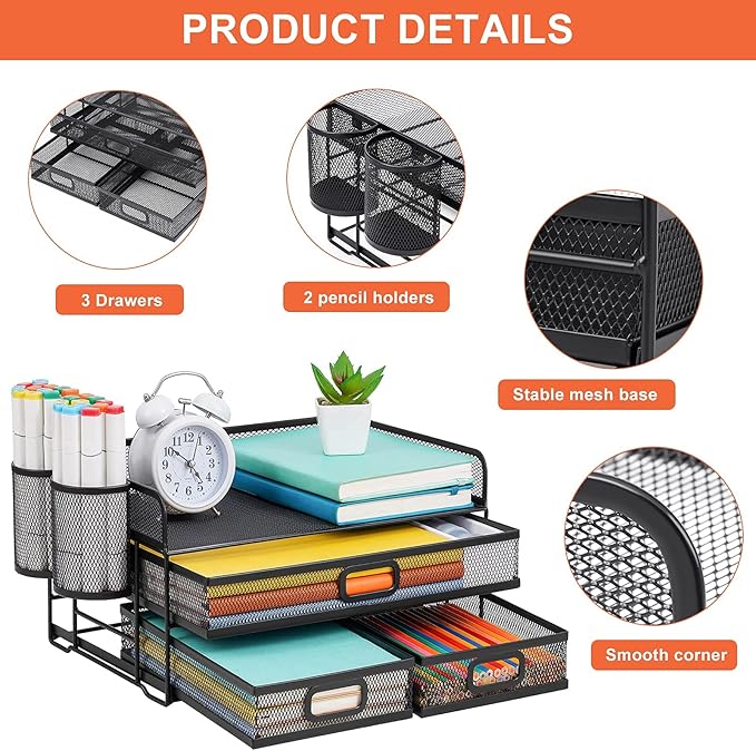 Marbrasse 3 Tier Mesh Desk Organizer - Image 3