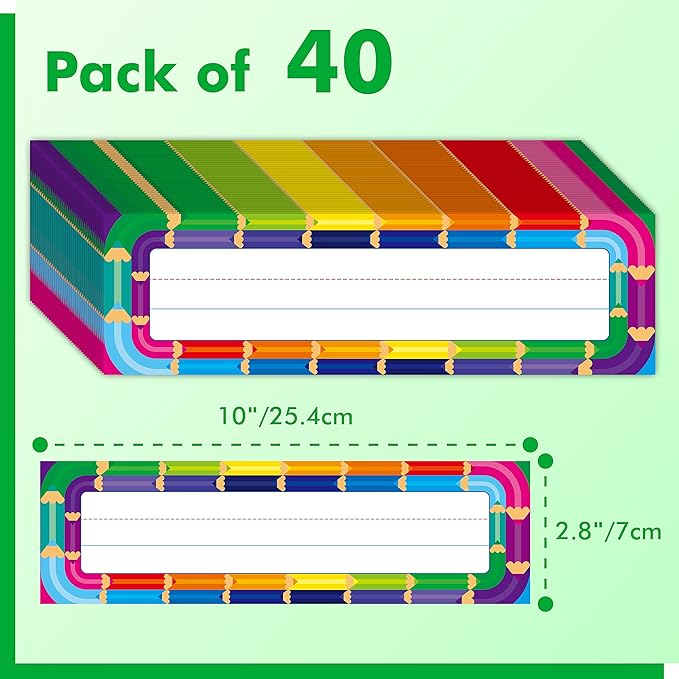40PCS Desk Nameplates, Double Sided PET Film Desk Name Tags Erasable & Reusable - Image 2