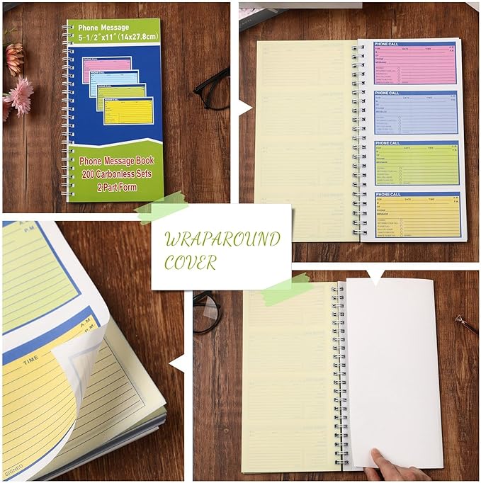 Sinmoe 2 Pcs Spiral Bound Phone Message Book - Image 5