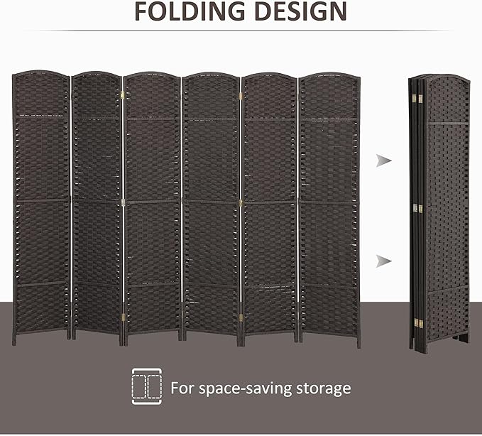 HOMCOM Room Divider, 6 Panel Folding Privacy Screen, 5.6' Tall Freestanding - Image 4
