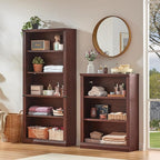 RWYHG 43" Walnut Tall Bookshelf Set of 4, 3-Tier Thick Wooden Book Shelf - Image 4