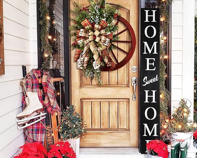 Home Sweet Home Sign for Front Door, Wood Rustic Front Porch Décor, Farmhouse by DQ+DQ+HOME+DECOR
