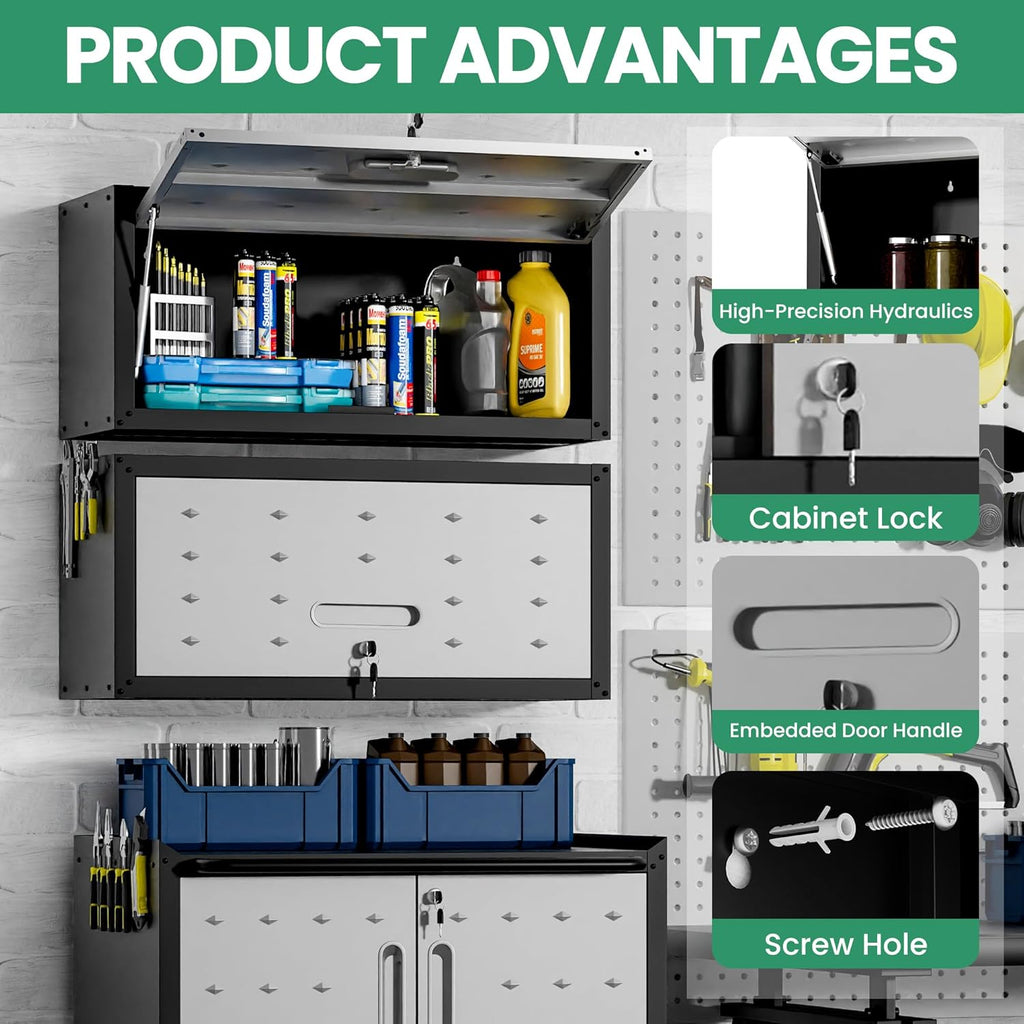 10-piece heavy duty steel garage cabinet system | showing dimensions