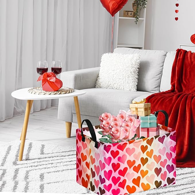 FUULOXE Rectangular Valentines Basket Storage Bin - Image 7