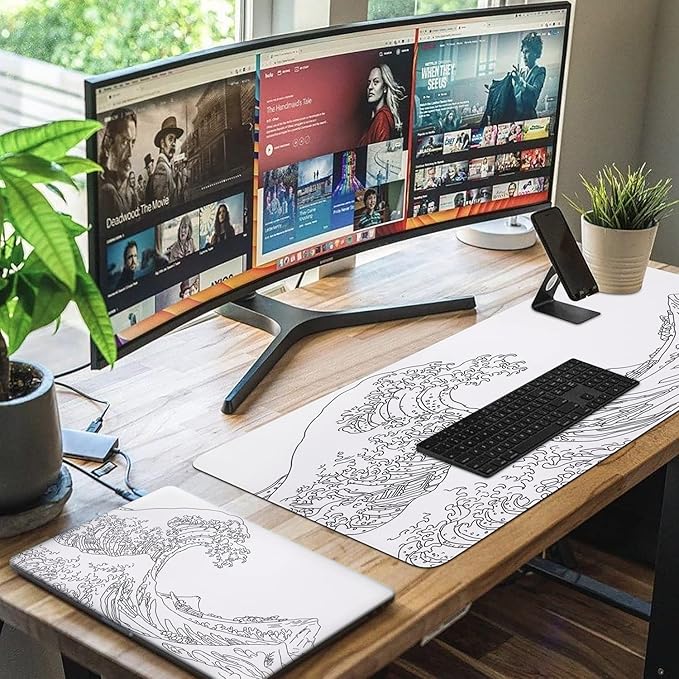 iCasso White Mouse Pad, Extended Gaming Mouse Pad, Large Stable Rubber Base - Image 7