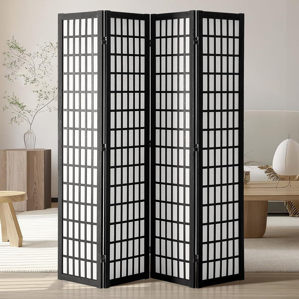 VEVOR Room Divider, 4 Panel Japanese Room Divider, Wood Folding Privacy Screen