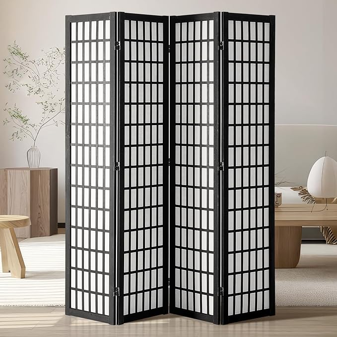 VEVOR Room Divider, 4 Panel Japanese Room Divider, Wood Folding Privacy Screen by VEVOR
