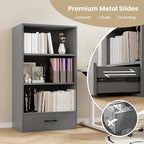 LOKO 4-Tier Bookcase with Storage Drawer, Modern Organizer Display Storage - Image 6