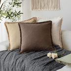 Foindtower Set of 2 Decorative Linen Fringe Throw Pillow Covers Boho Farmhouse - Image 5