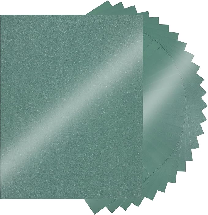 25 Sheets Green Shimmer Cardstock 8.5 x 11Inch Glitter Card Stock 92lb by UnclePaul