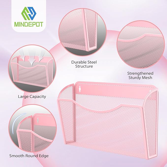 MINDEPOT Wall File Organizer, Hanging Wall Mounted File Folder Binder Holder - Image 3
