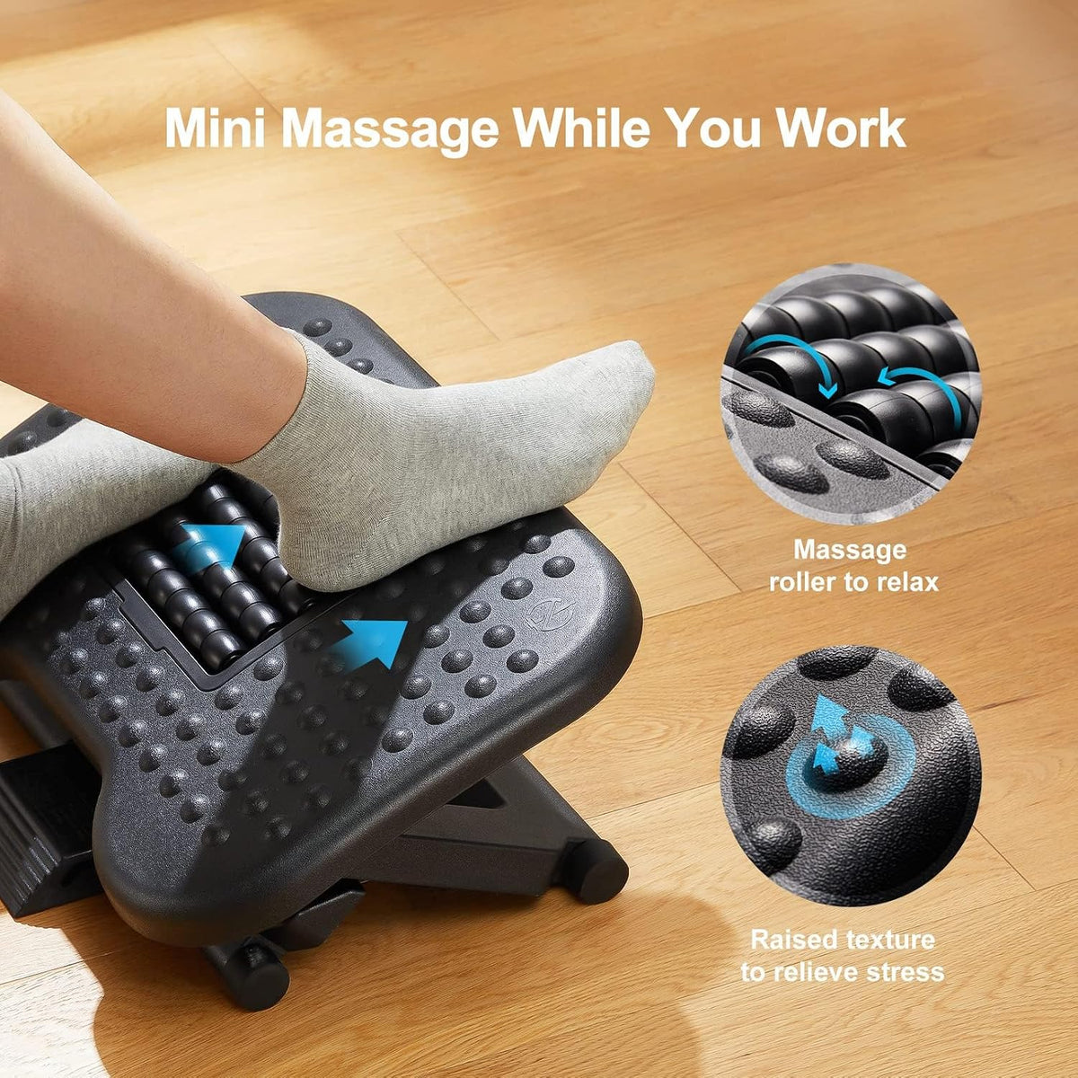 HUANUO Foot Rest for Under Desk at Work, Adjustable Footrest with Massage Tex...