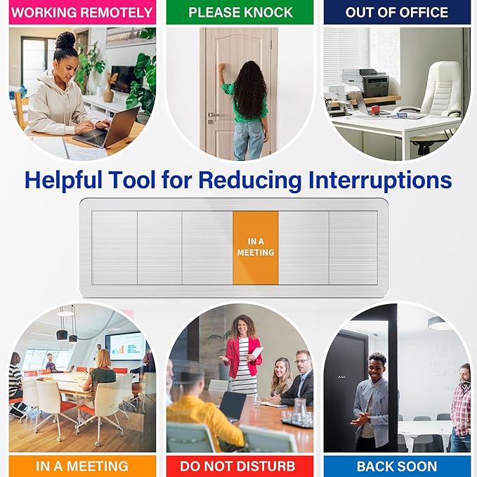 Office Door Signs with 6 Printed Status Options – Do Not Disturb, Out of Office - Image 8